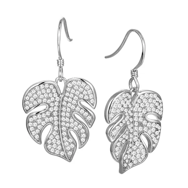 Pavé Monstera Leaf Earrings