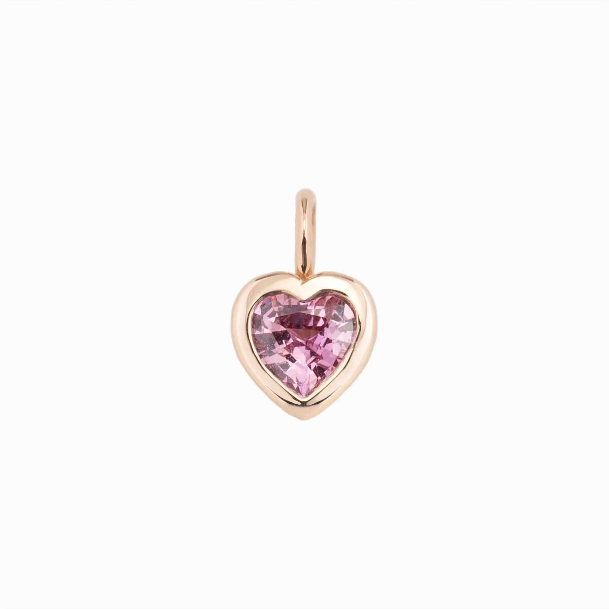 Pink Sapphire Heart Charm 14K Gold