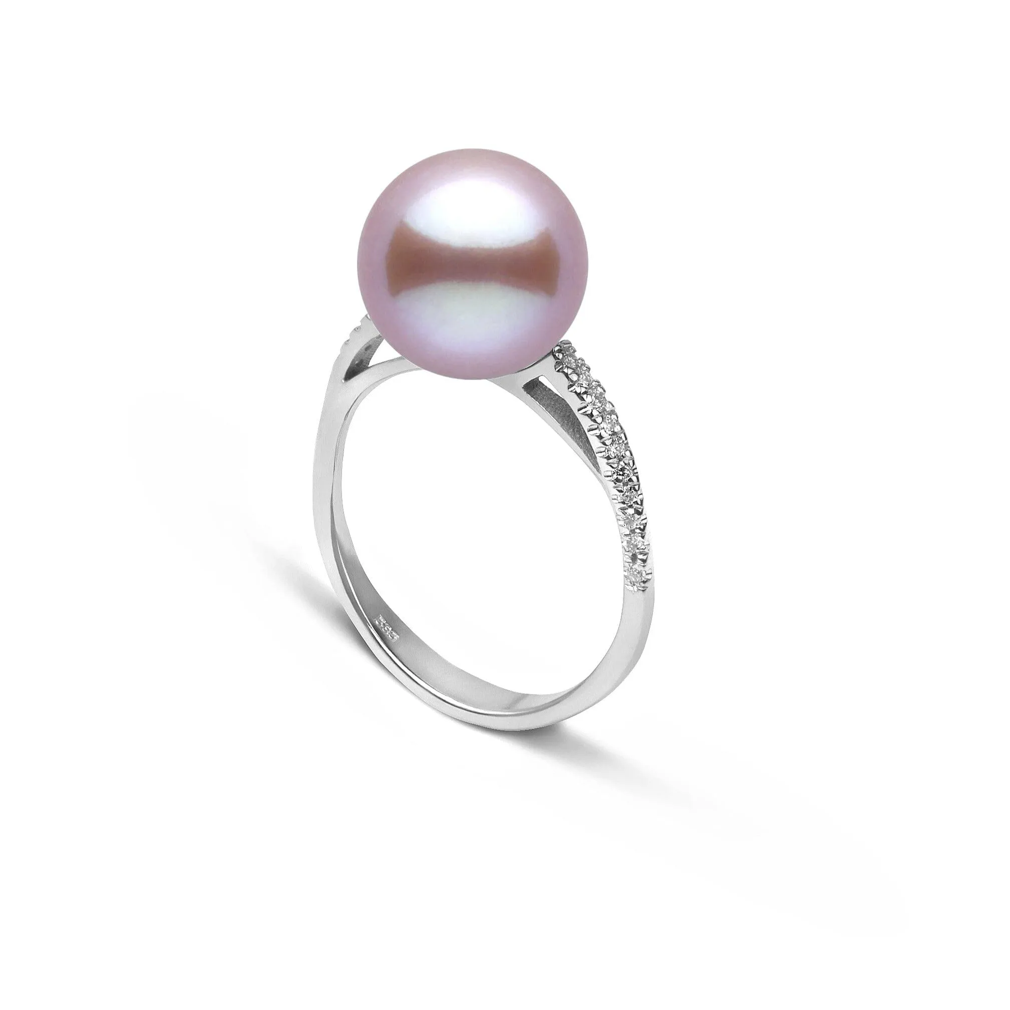 Pirouette Collection 10.0-11.0 mm Lavender Freshadama Pearl and Diamond Ring