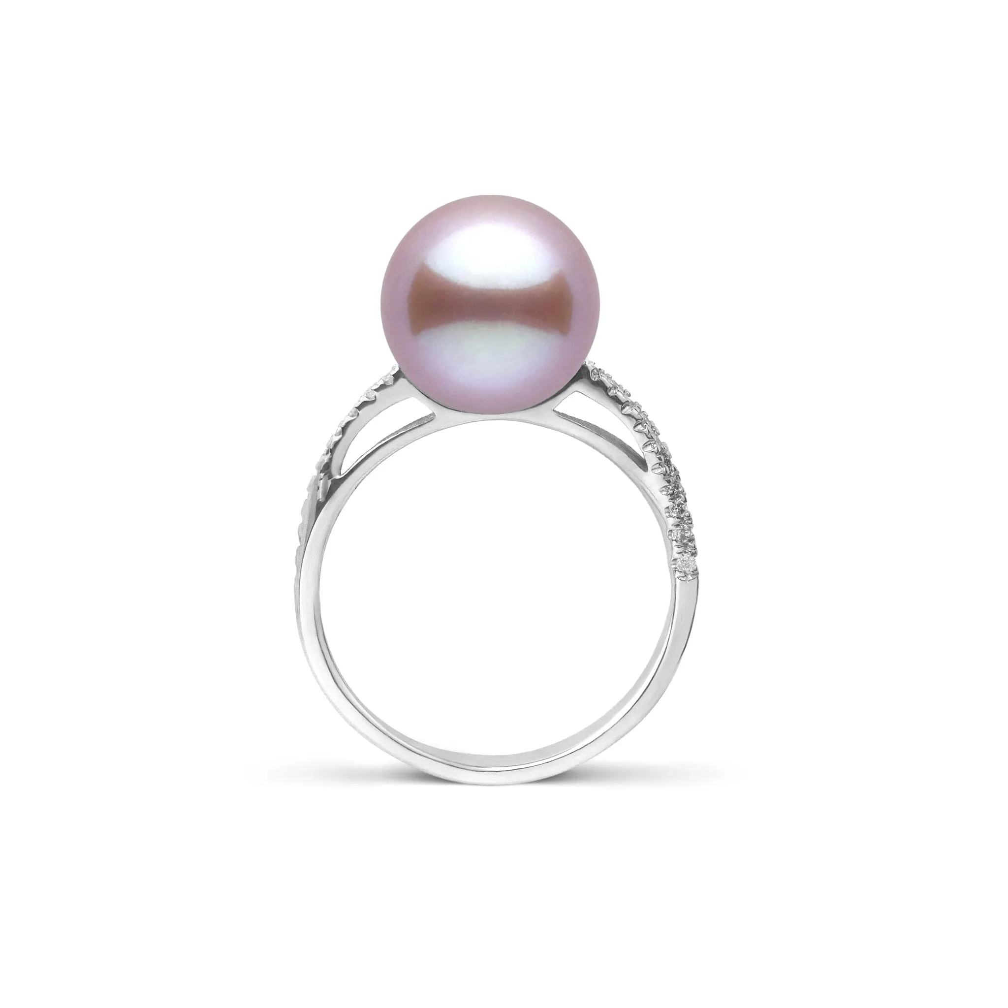 Pirouette Collection 10.0-11.0 mm Lavender Freshadama Pearl and Diamond Ring