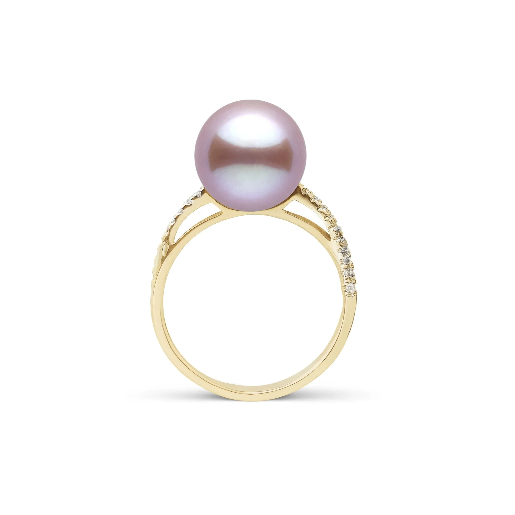 Pirouette Collection 10.0-11.0 mm Lavender Freshadama Pearl and Diamond Ring