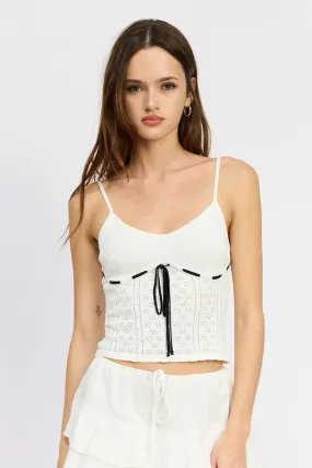 Pointelle Rib Sleeveless Top