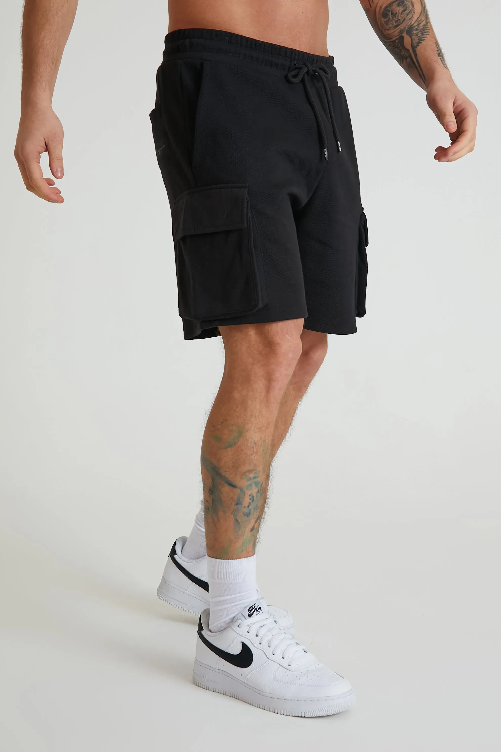 Prius Premium pique cargo shorts Black