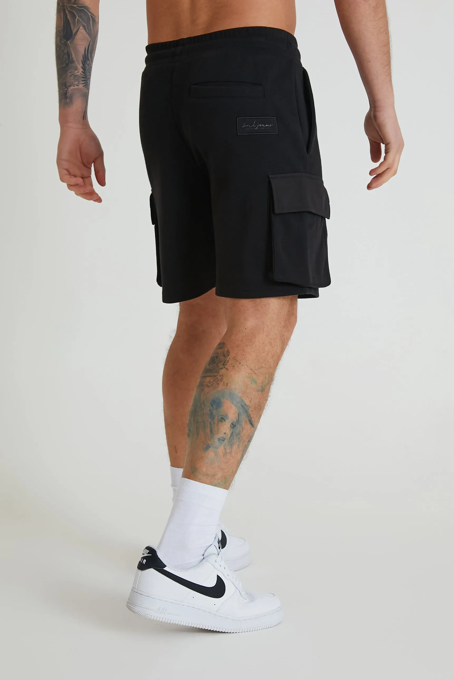 Prius Premium pique cargo shorts Black