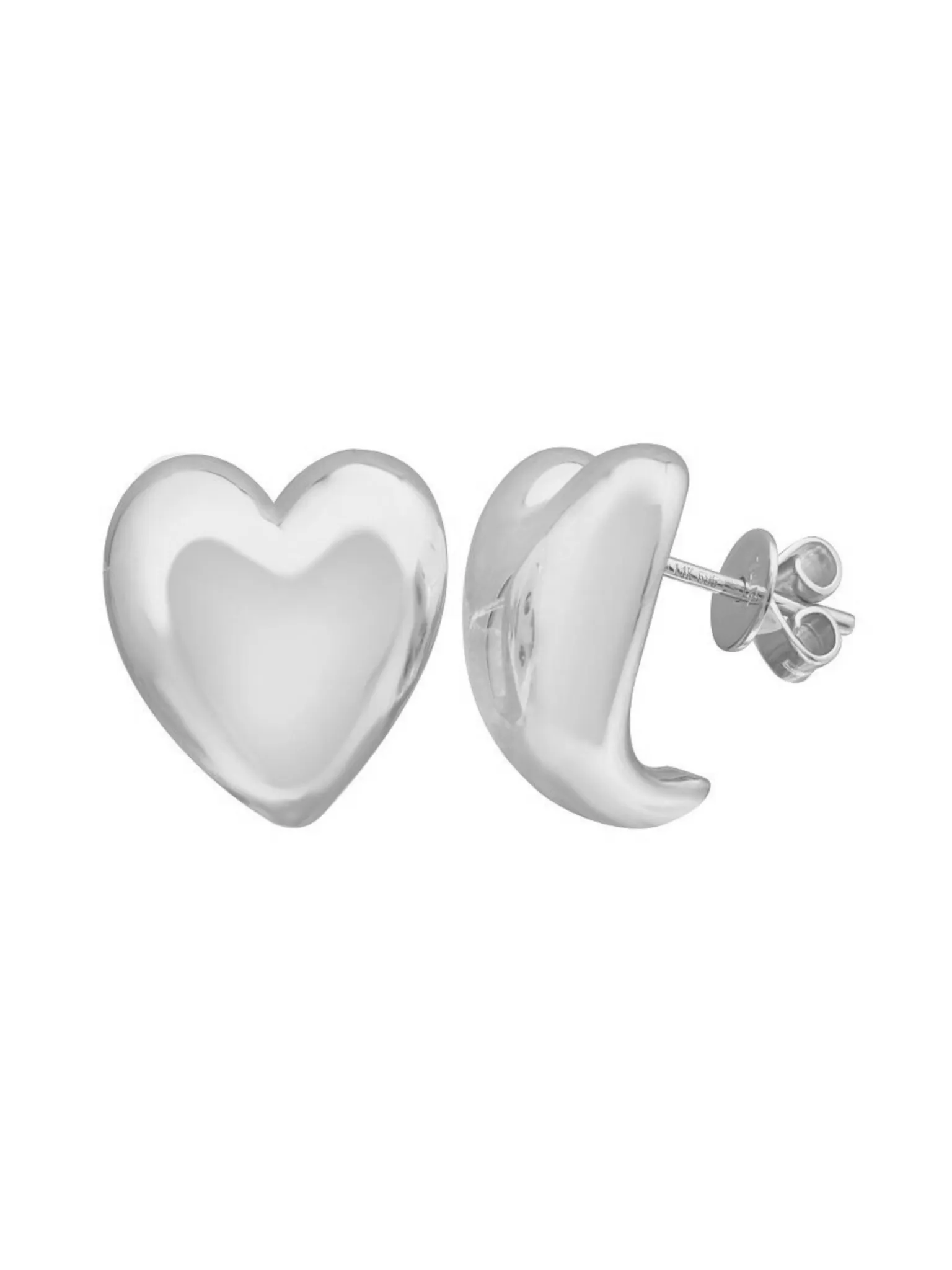 Puffy Heart Stud Earrings 14K