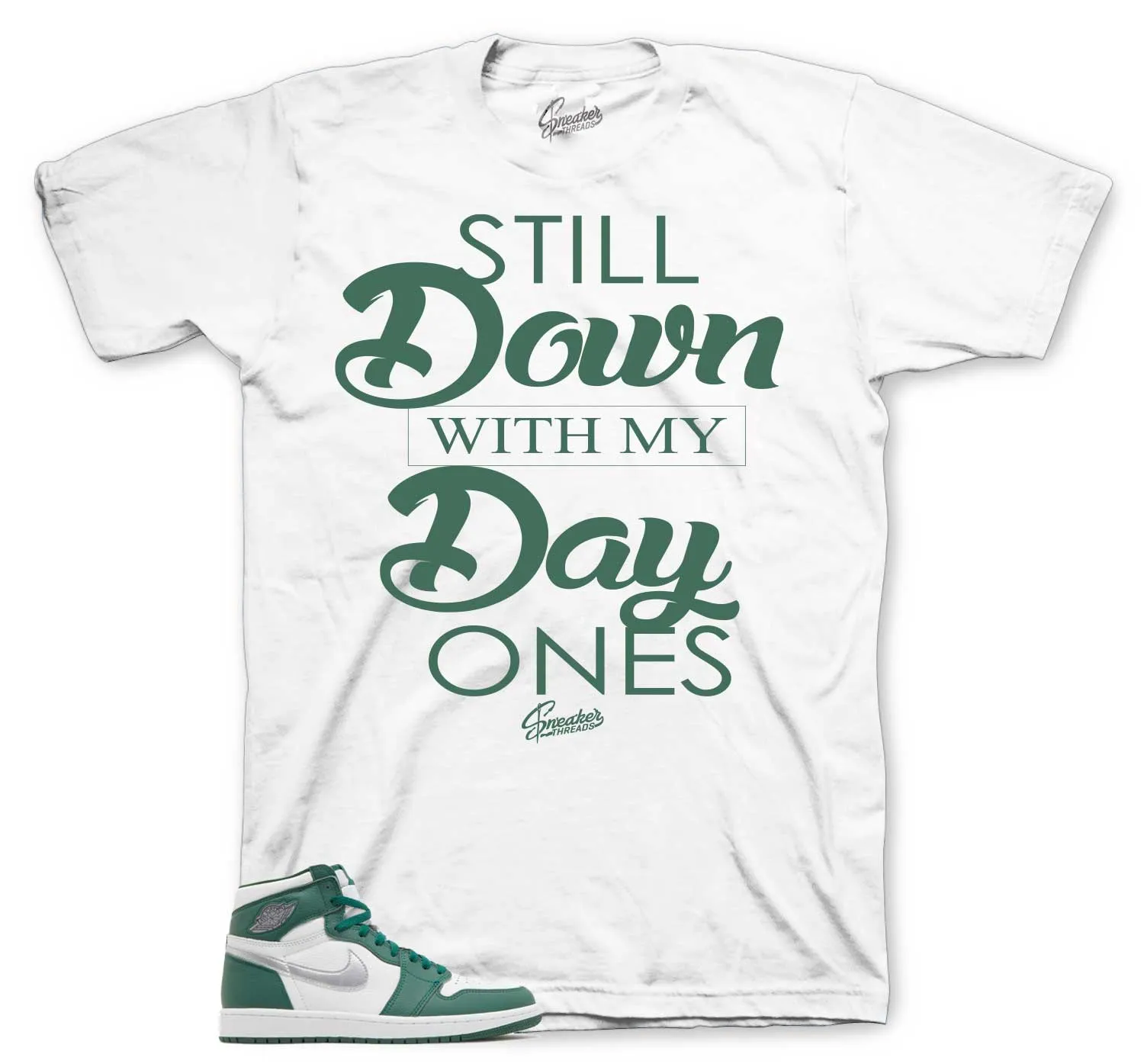 Retro 1 Gorge Green Shirt - Day Ones - White