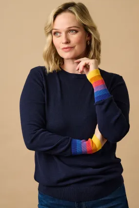 Rita Jumper - Navy, Sunset Stripe Cuff