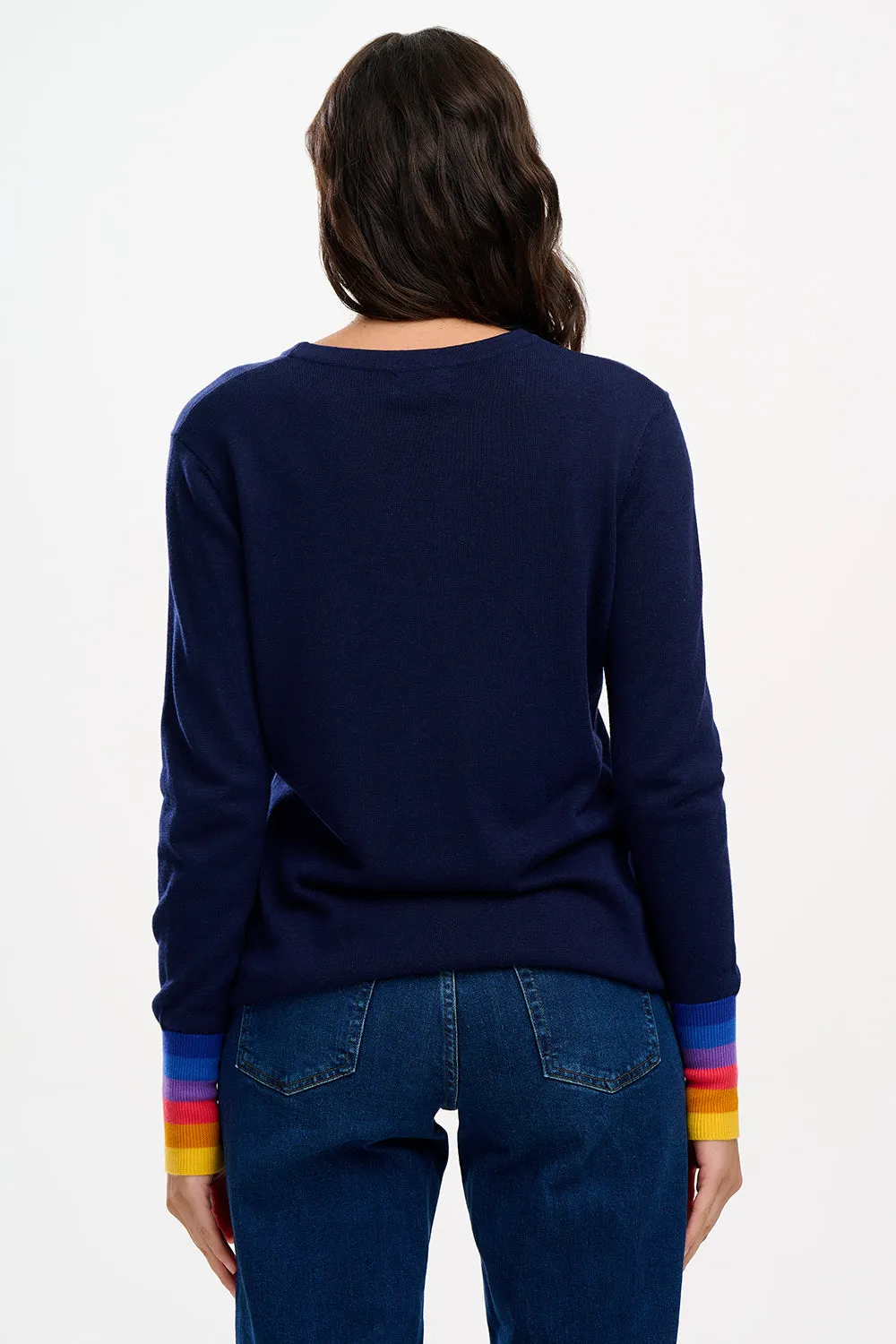 Rita Jumper - Navy, Sunset Stripe Cuff