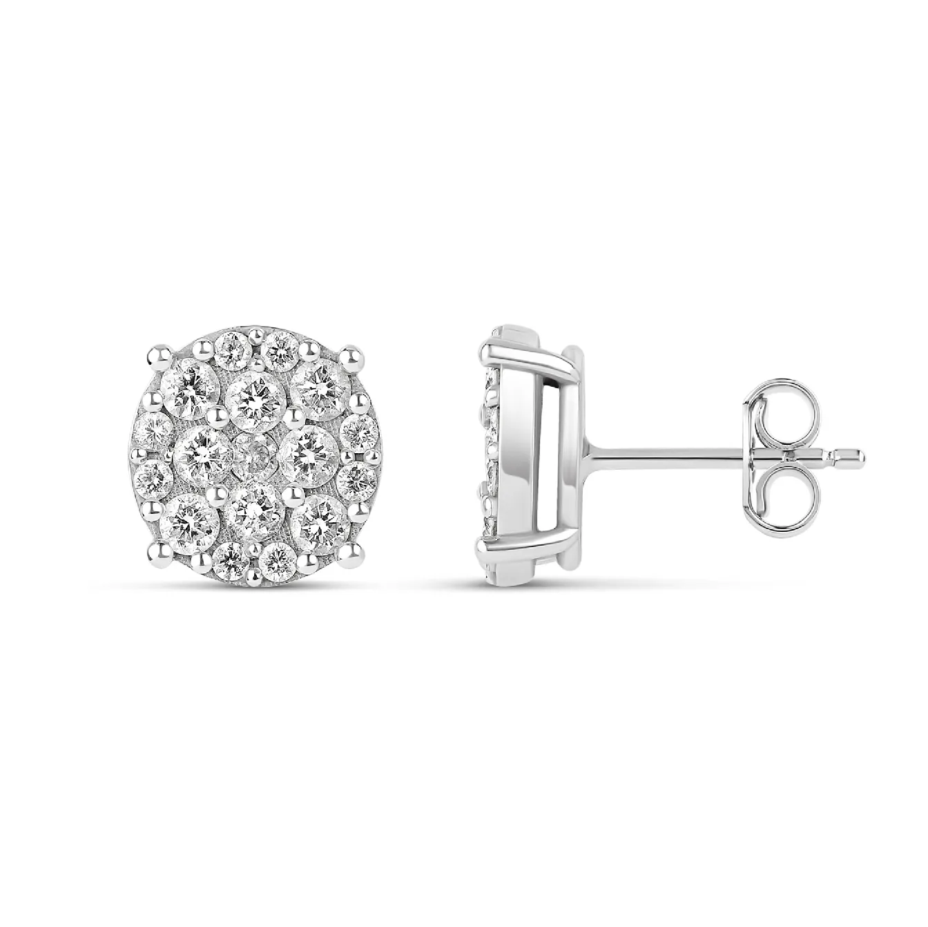 Round Illusion Scattered Diamond Studs