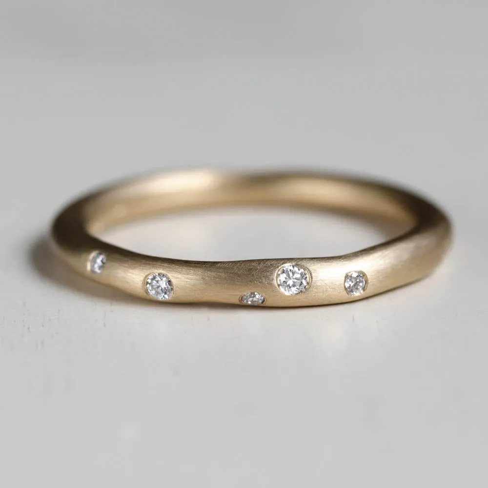 Round Sculpted Diamond Stacking Ring