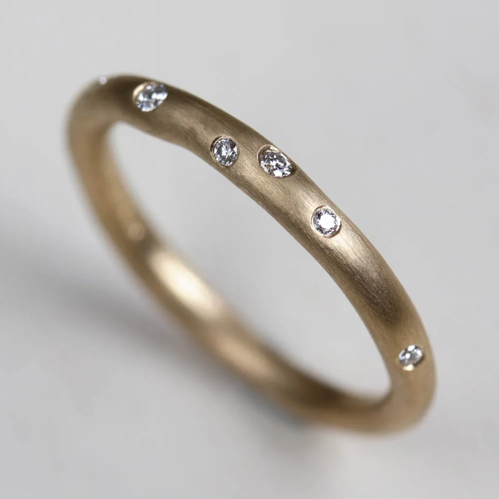 Round Sculpted Diamond Stacking Ring