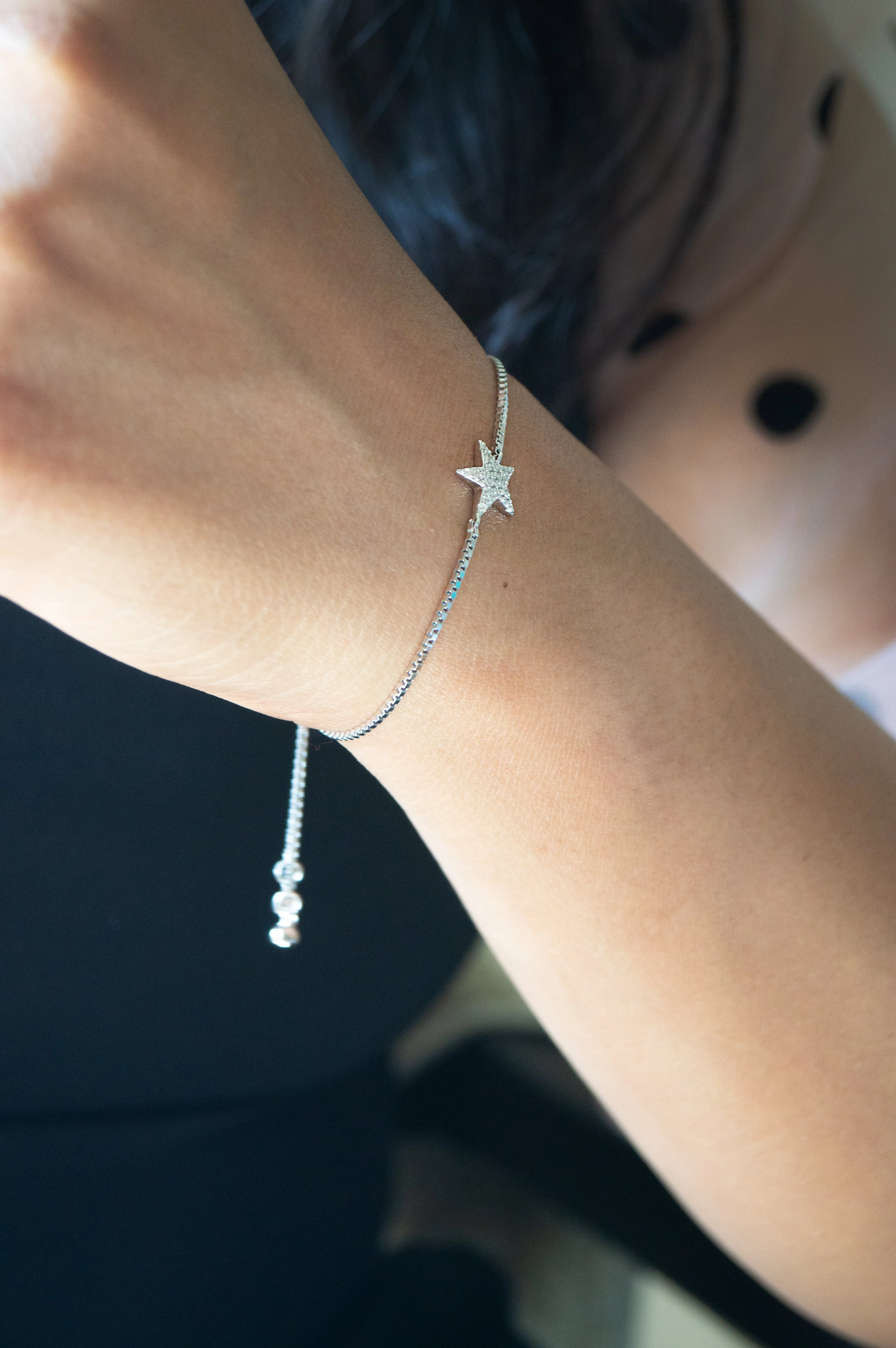 Shinning Star Sterling Silver Pull Chain Bracelet