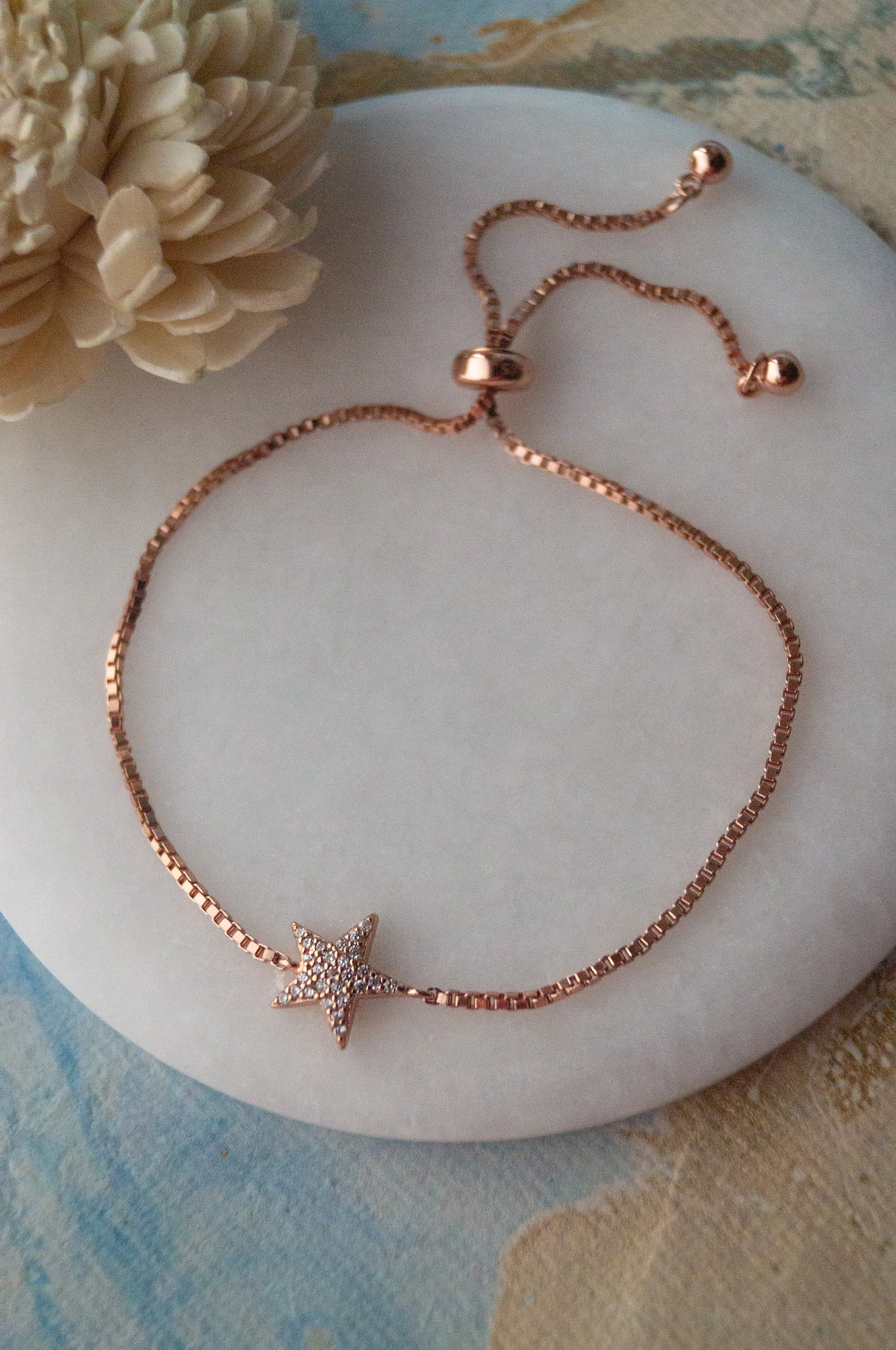 Shinning Star Sterling Silver Pull Chain Bracelet