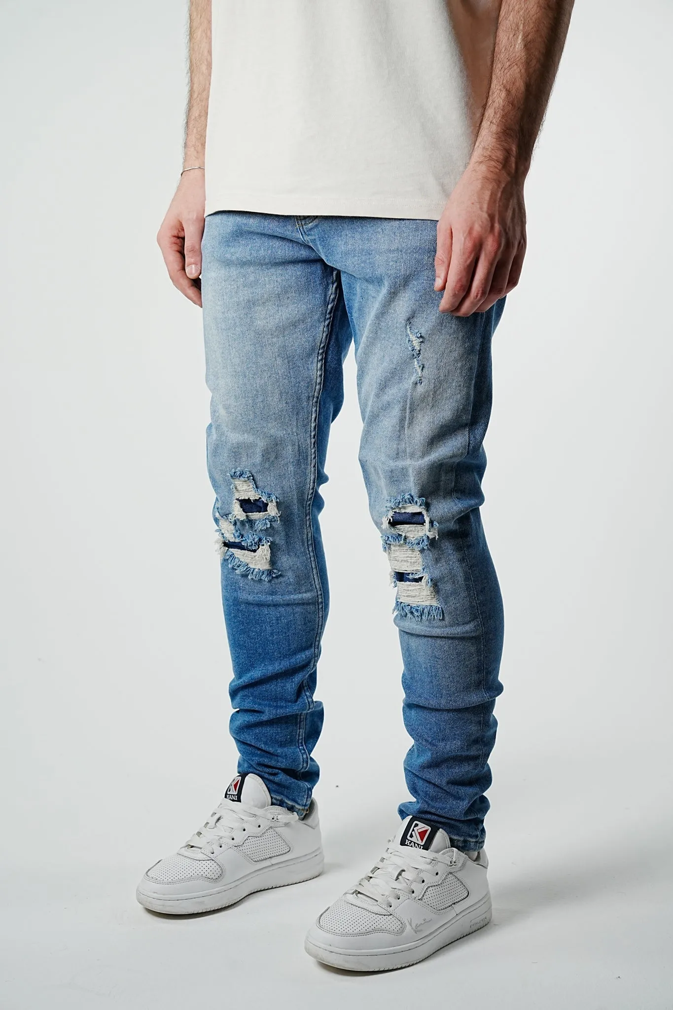 Slim Fit Ripped Light Blue Denim - UF4026