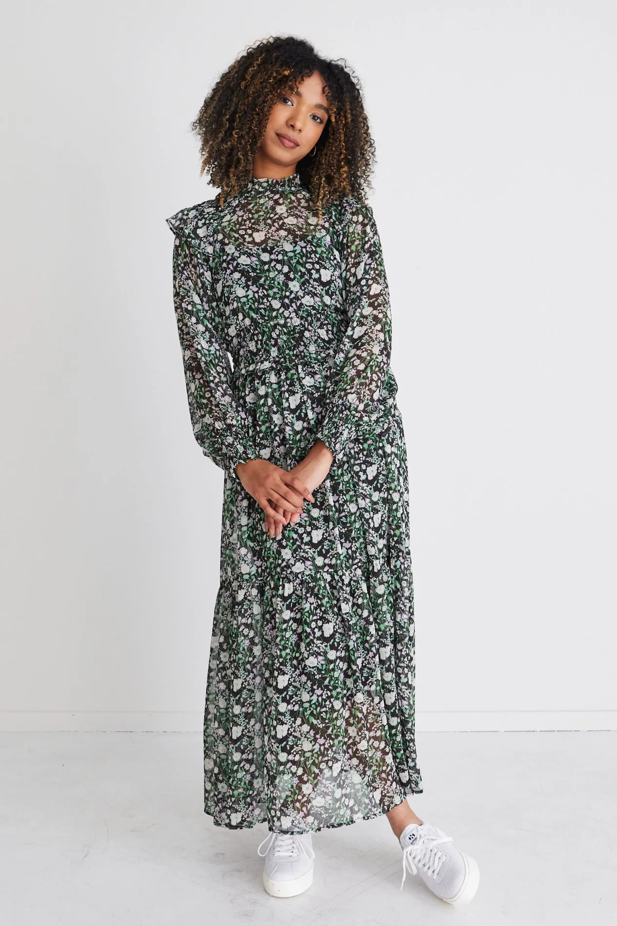 Spellbound Black Garden Ls Boho Maxi Dress