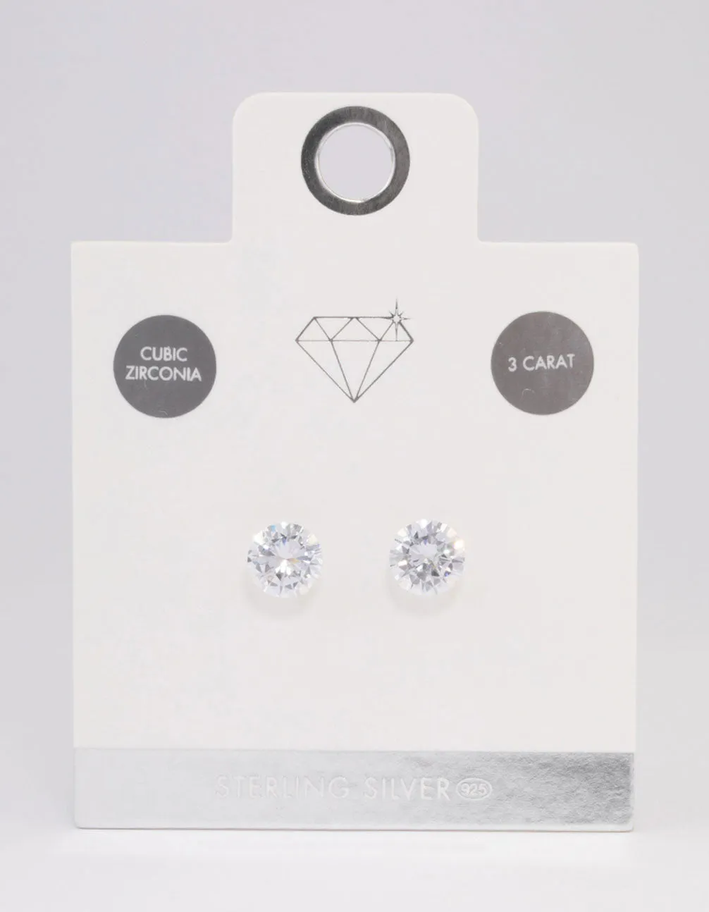 Sterling Silver Cubic Zirconia Triple Stud Earrings