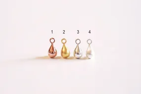 Sterling Silver, Vermeil Gold, Vermeil Rose Gold Puffy Teardrop Charm, Teardrop Beads, Drop Dangle, Oval Charm, Rain drop, 5mm x 10mm, 6