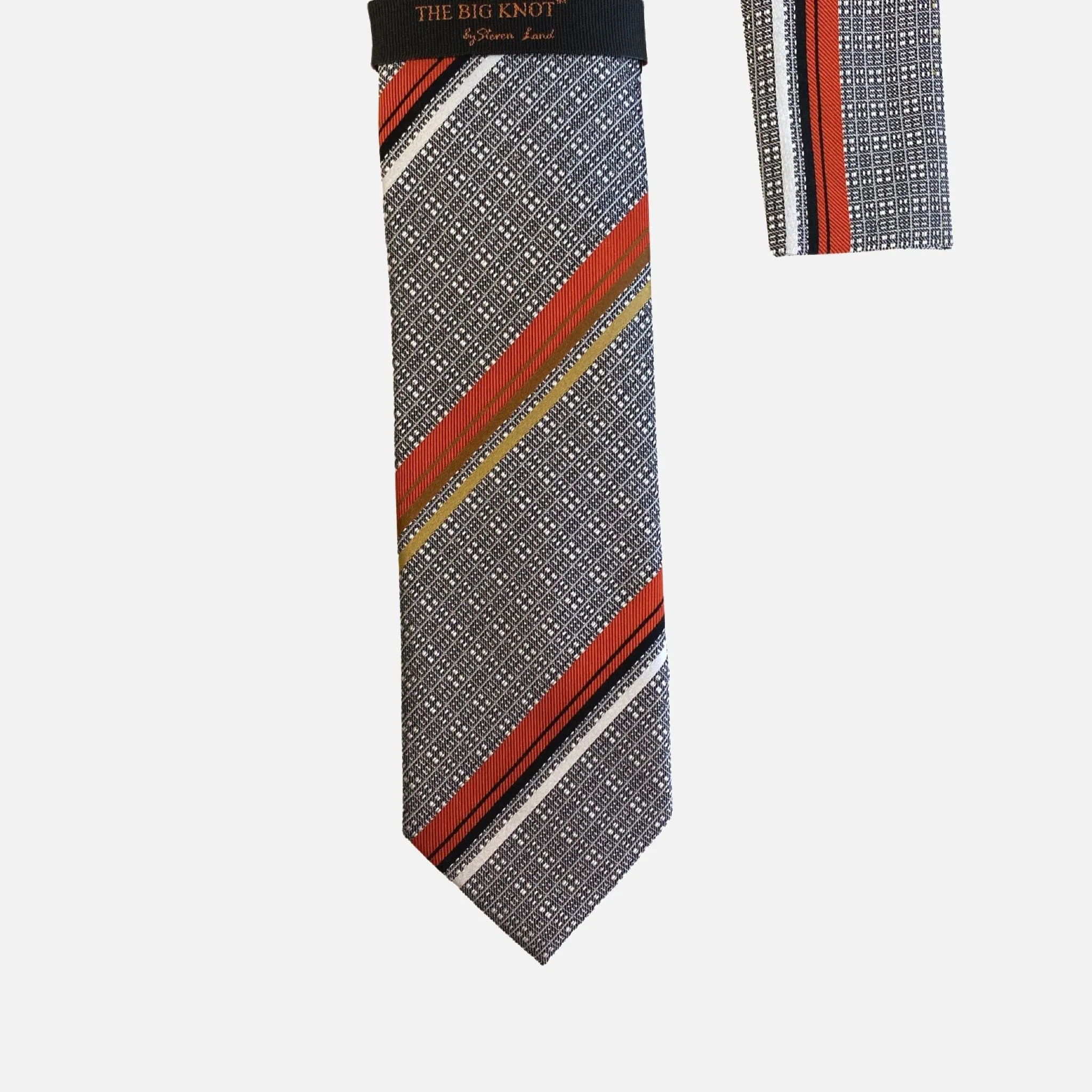 Steven Land “BW2427” Black/White Silk Tie and Hanky