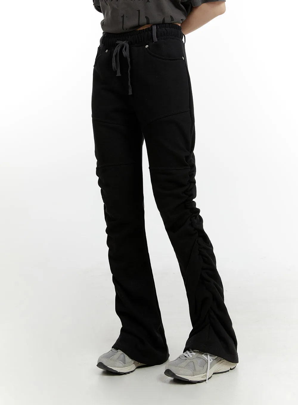 String Waist Shirring Bootcut Pants CM429