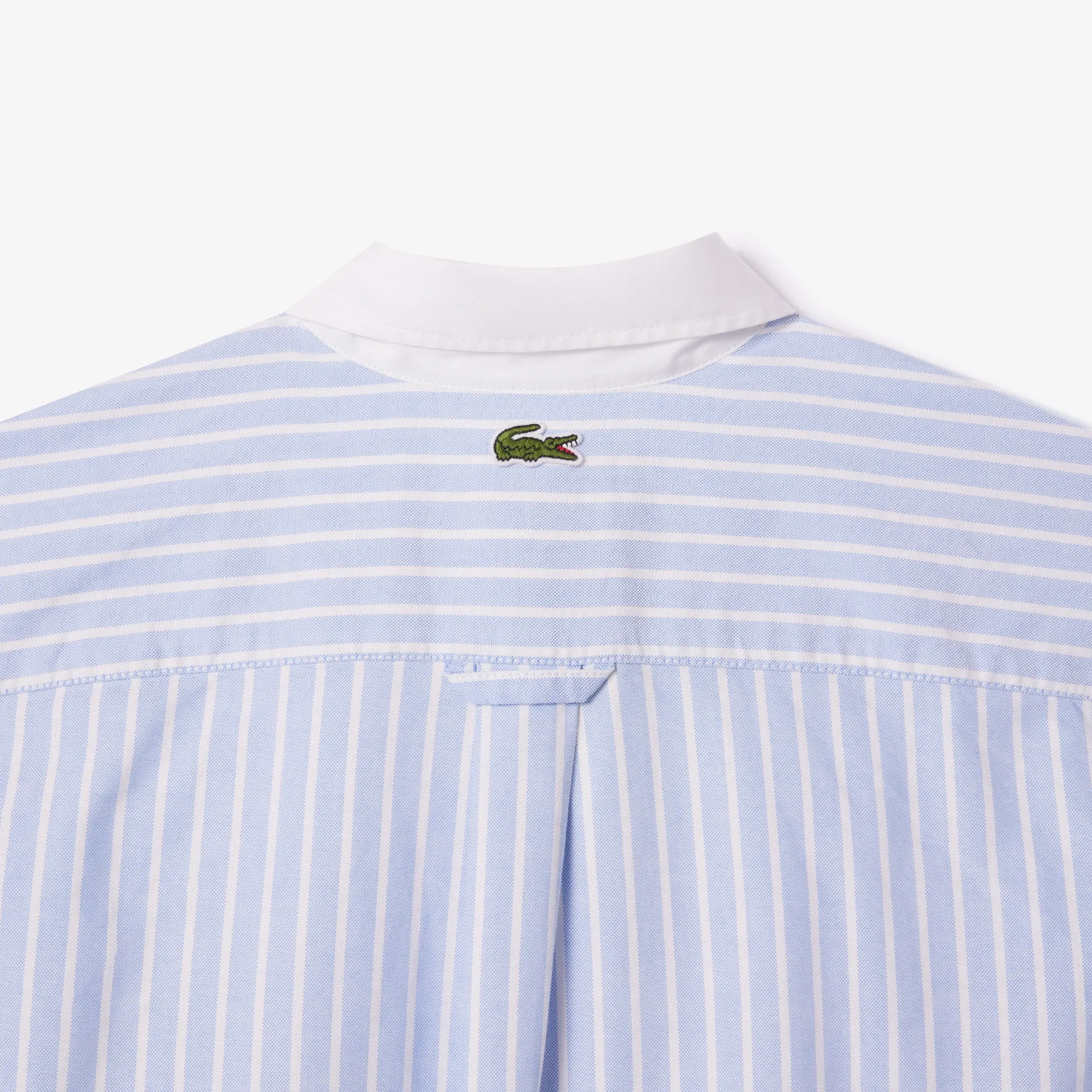 Striped Maxi Croc Contrast Collar Cotton Oxford Shirt