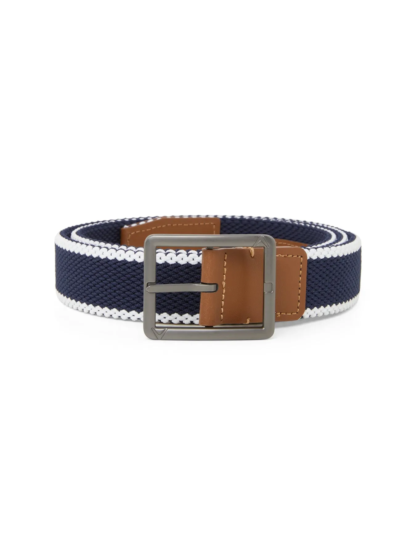 Striped Stretch Belt In Bright White