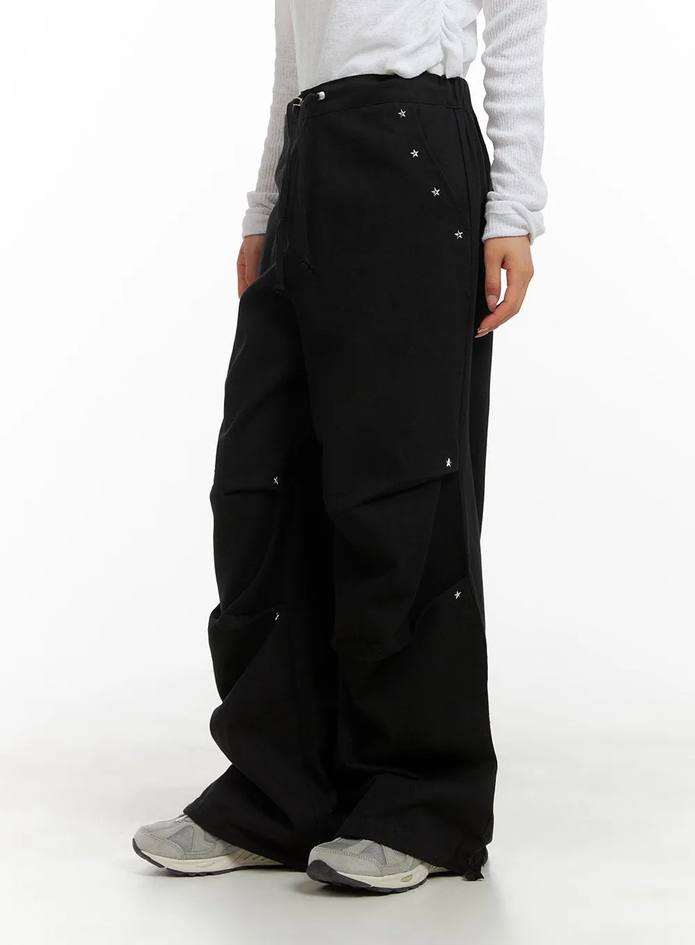 Stud String Wide Cargo Pants CA404