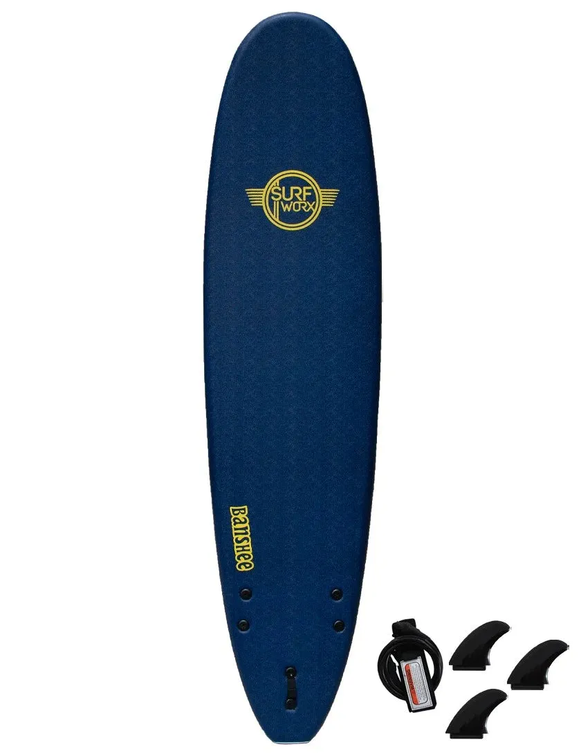 Surfworx Banshee Mini Mal 8ft 0 Soft Surfboard - Mid Blue