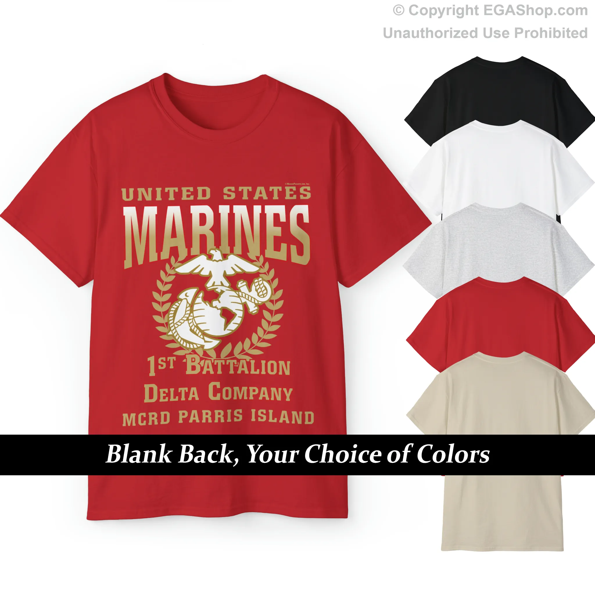 T-Shirt: Delta Co. MCRD Parris Island (EGA, Blank Back)