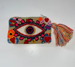 Tan Eye Coin Purse w/ Tassel