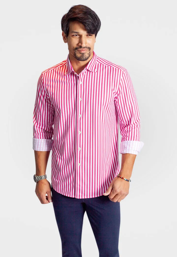 The Go Big Stripe Long Sleeve Tech Shirt