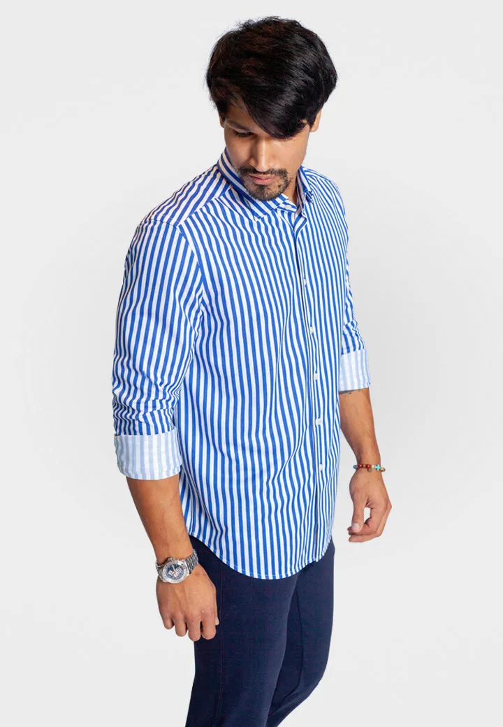 The Go Big Stripe Long Sleeve Tech Shirt