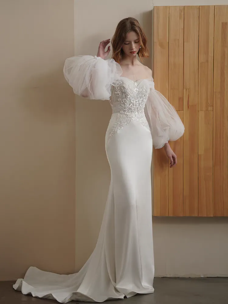 The Sage Wedding Bridal Off Shoulder Tulle Gown