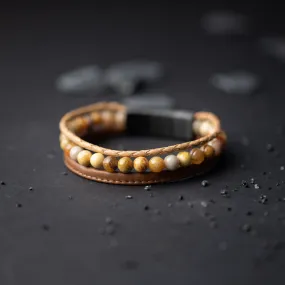 Triple bracelet with 6mm Jasper stone and Nappa leather