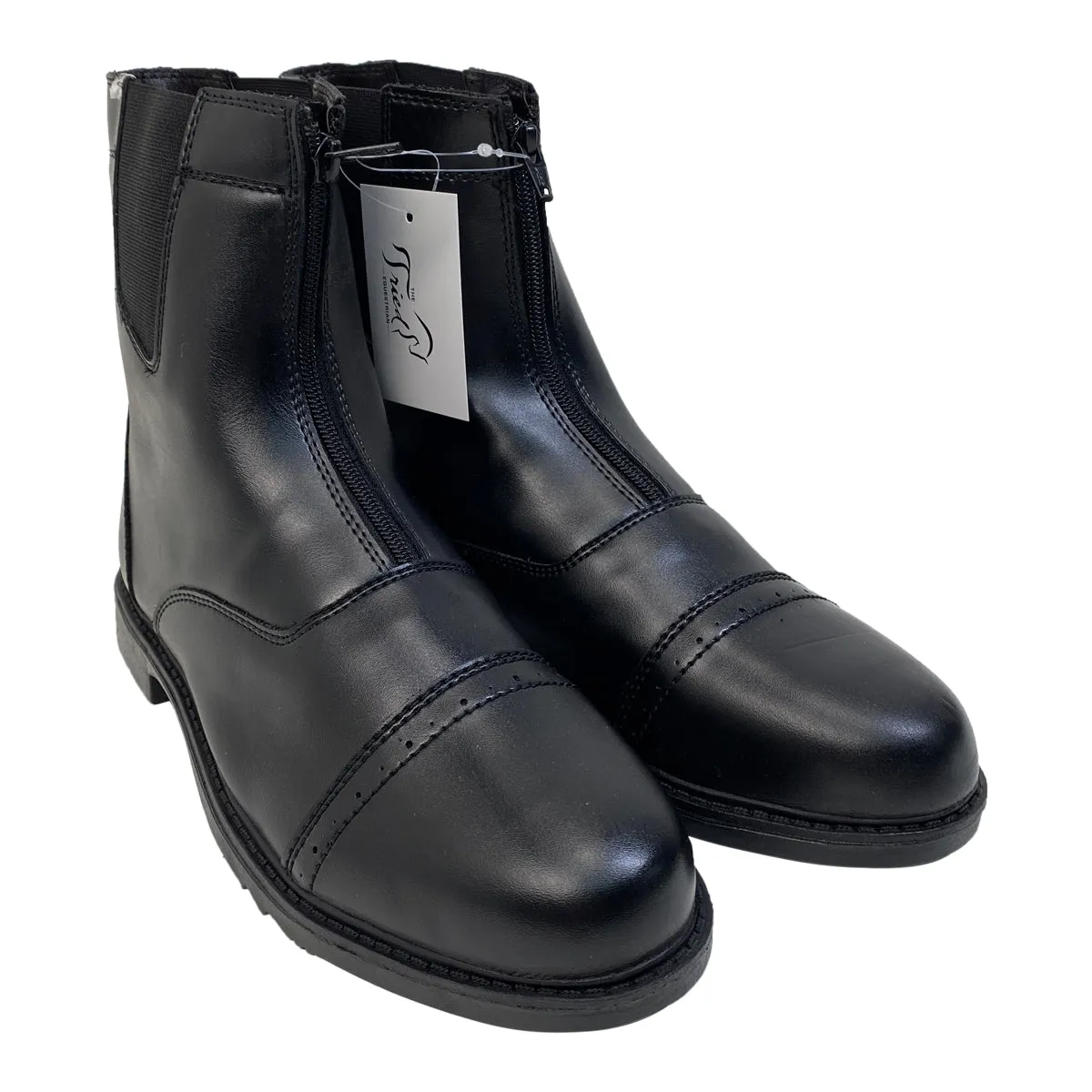 TuffRider Front Zip 'Starter' Paddock Boots in Black - Men's 9.5