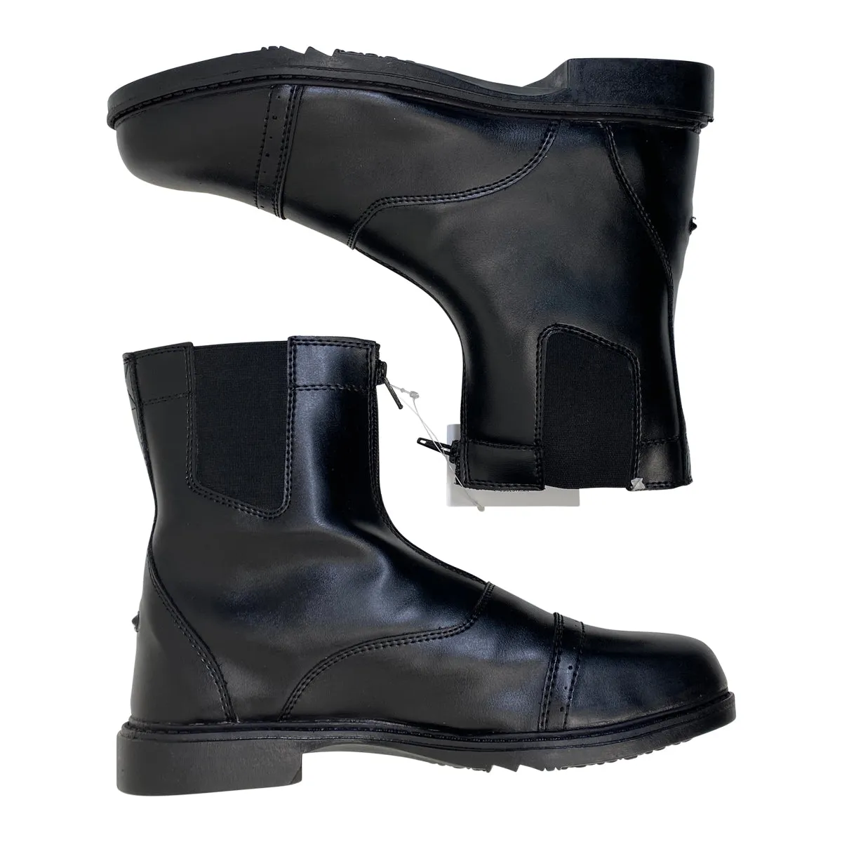 TuffRider Front Zip 'Starter' Paddock Boots in Black - Men's 9.5