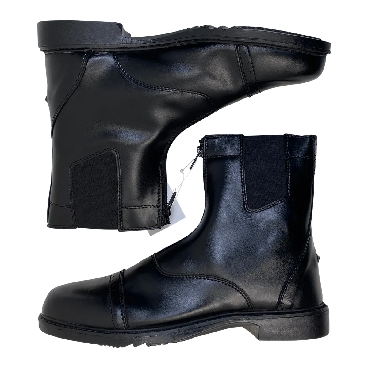 TuffRider Front Zip 'Starter' Paddock Boots in Black - Men's 9.5