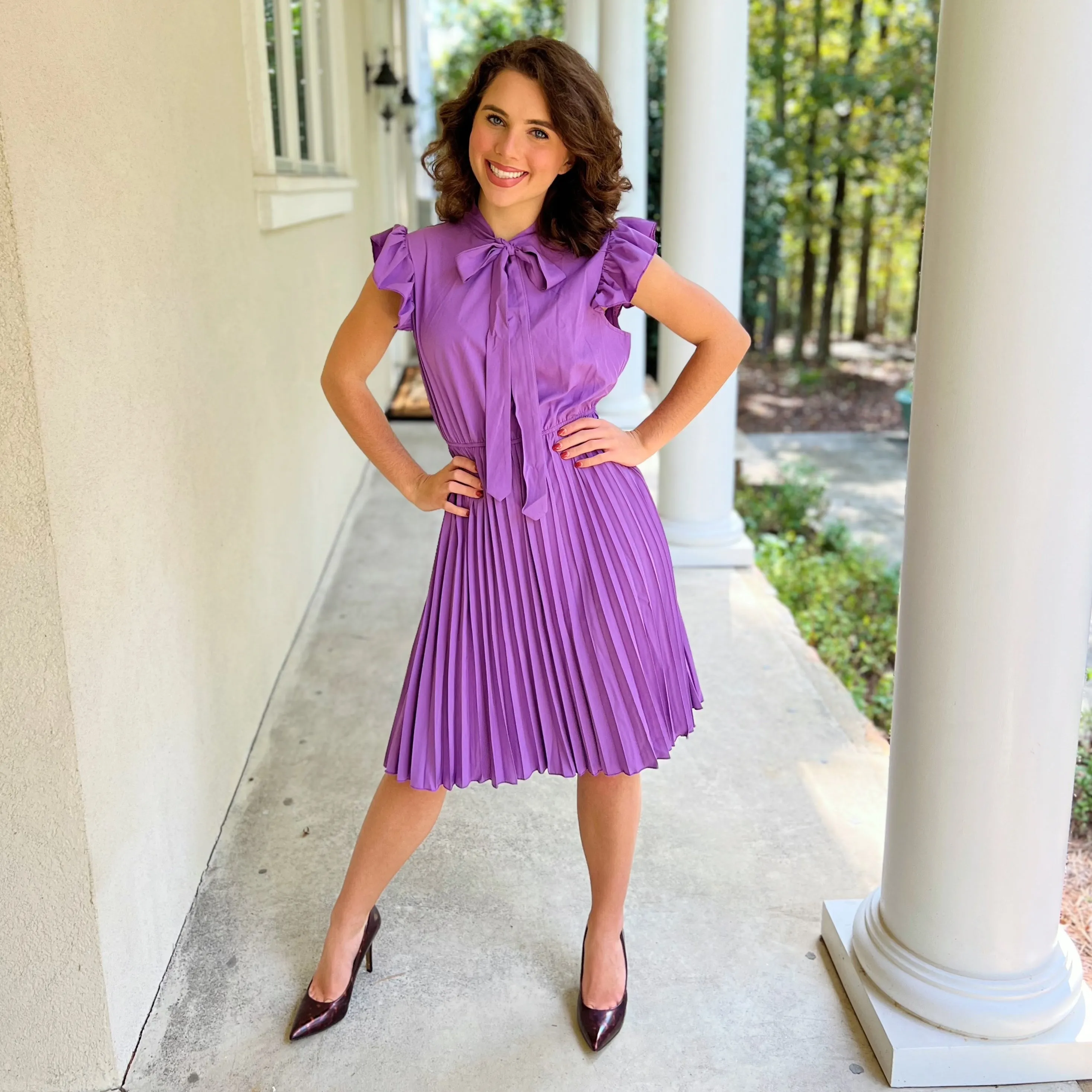 Vittoria Pleated Violet Dress