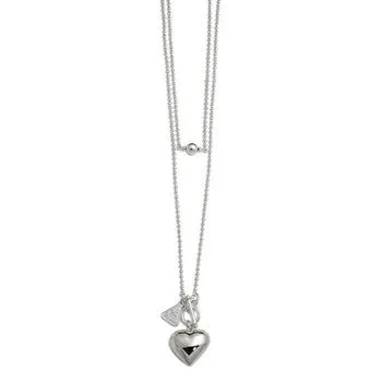 Von Treskow Sterling Silver Ball Chain Puffy Heart Necklace