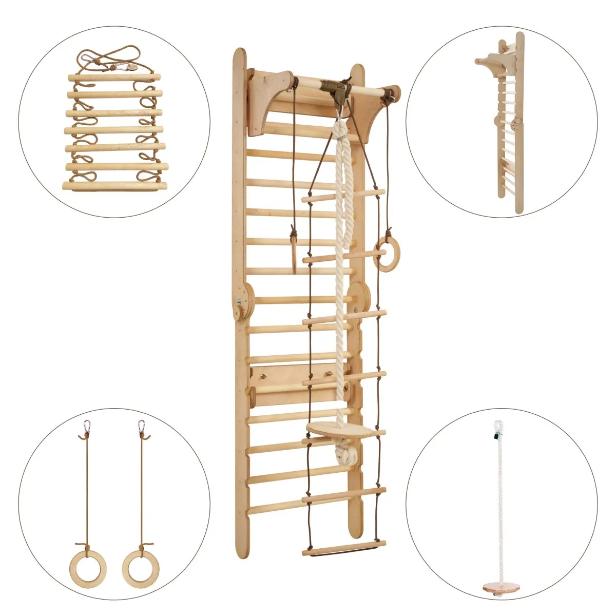 Wooden Swedish Wall Climbing Ladder for Children   Swing Set