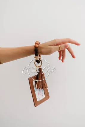 Wristlet Keychain Wallet w/ Silicone Beads & Tassel