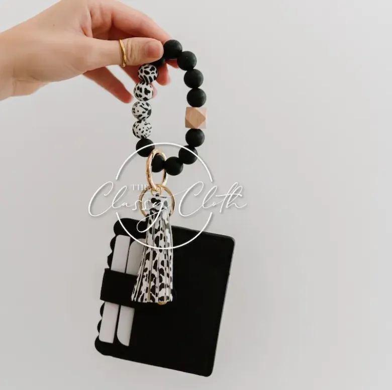 Wristlet Keychain Wallet w/ Silicone Beads & Tassel