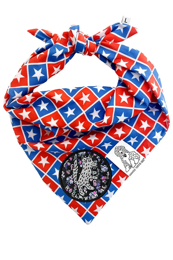 ★Dog Bandana Patriotic Stars - Customize with Interchangeable Velcro Patches