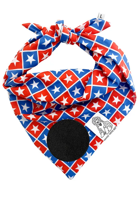 ★Dog Bandana Patriotic Stars - Customize with Interchangeable Velcro Patches